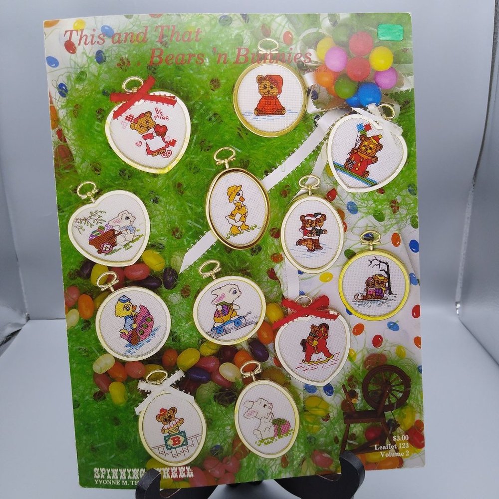Vintage Cross Stitch Patterns, This and That Bears N Bunnies by Yvonne M Thorp